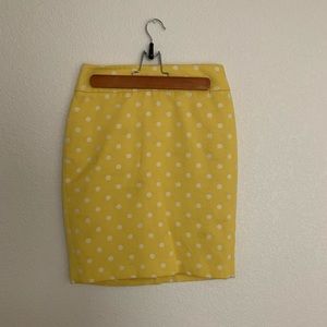 Ann Taylor Yellow White PolkaDotPencil Skirt  (2P)